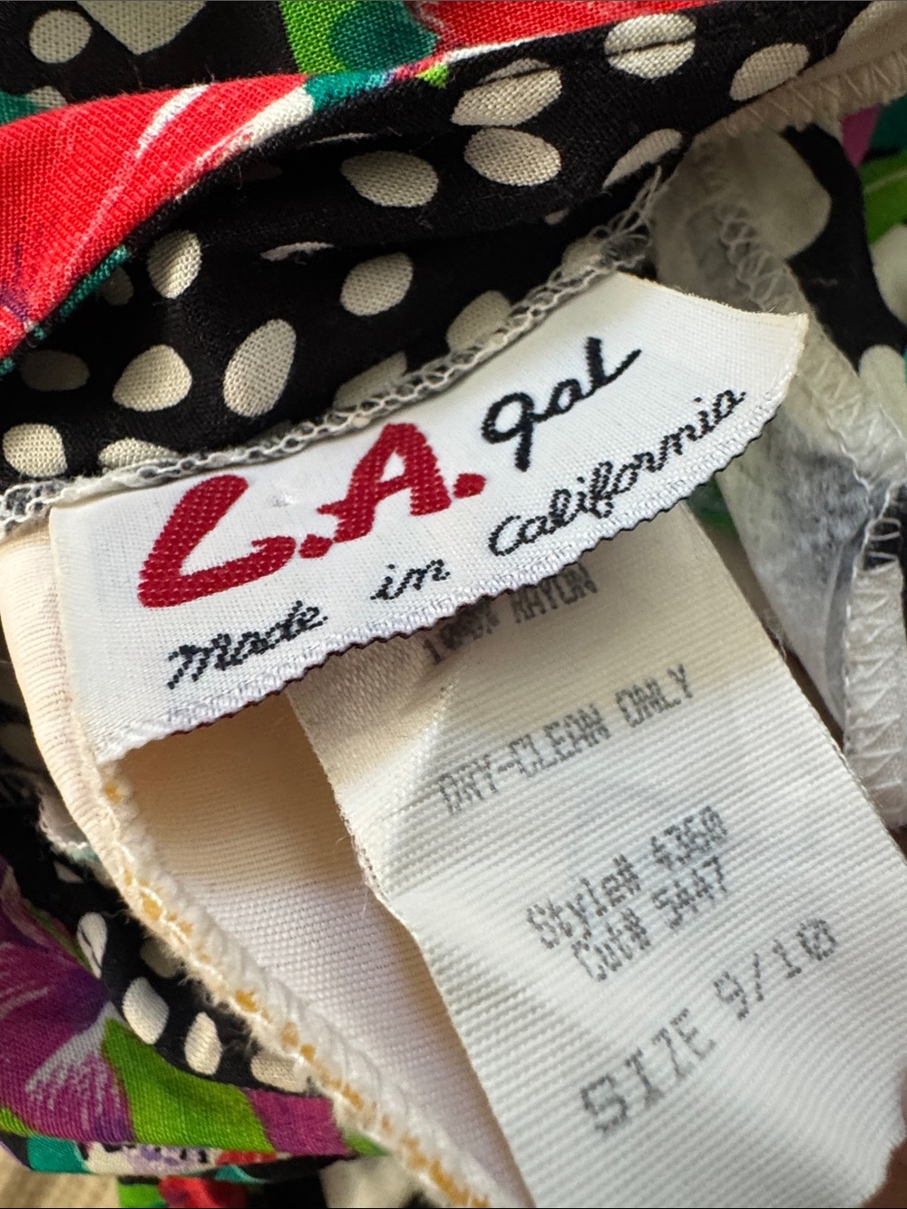 L.A. Gal Vintage Floral Polka Dot Jumpsuit Size 9/10 Padded Shoulders Retro 80s - Picture 7 of 9
